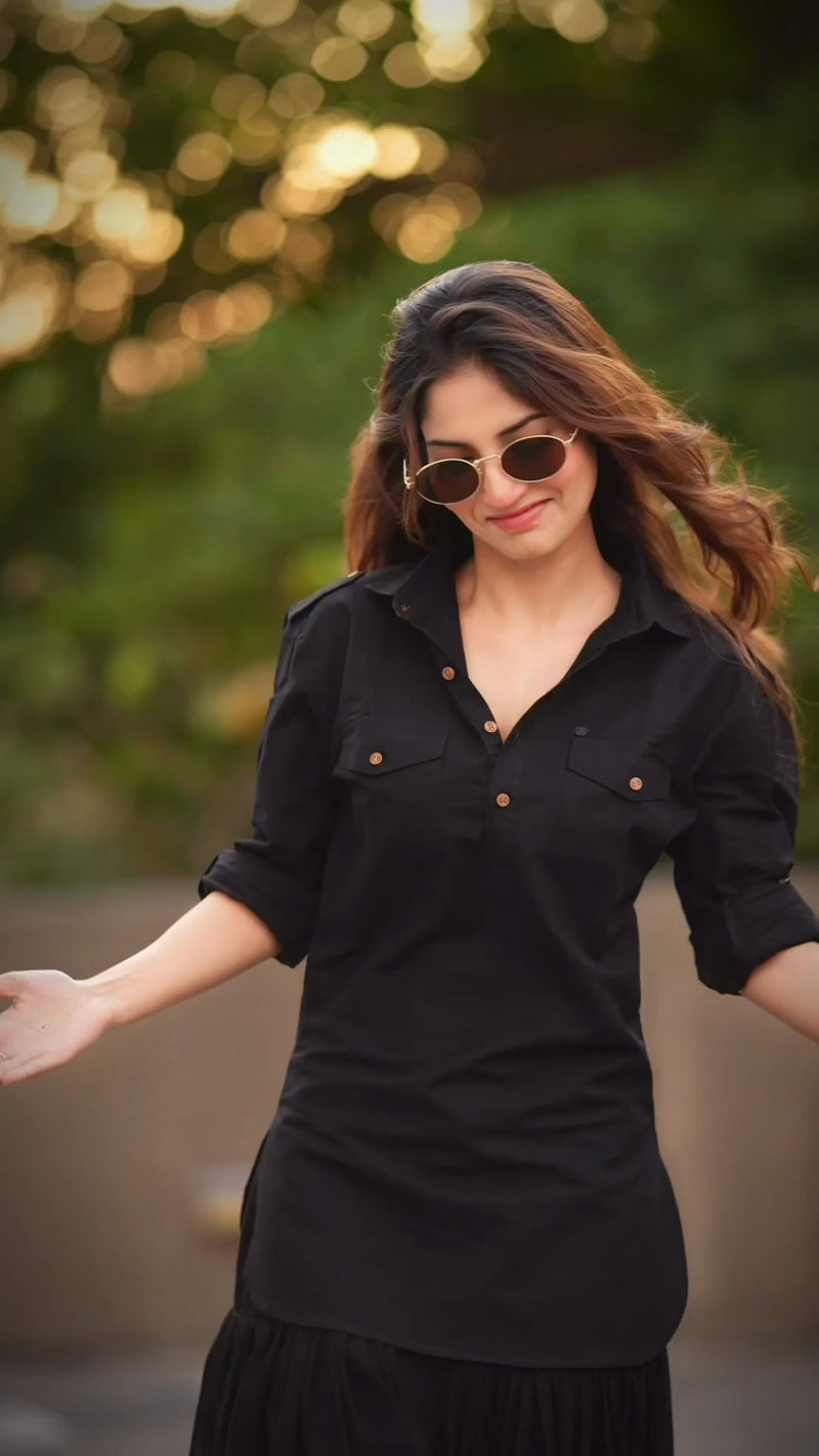 The Dhurandhar Black Short Kurta Set | A Dhirai Essential