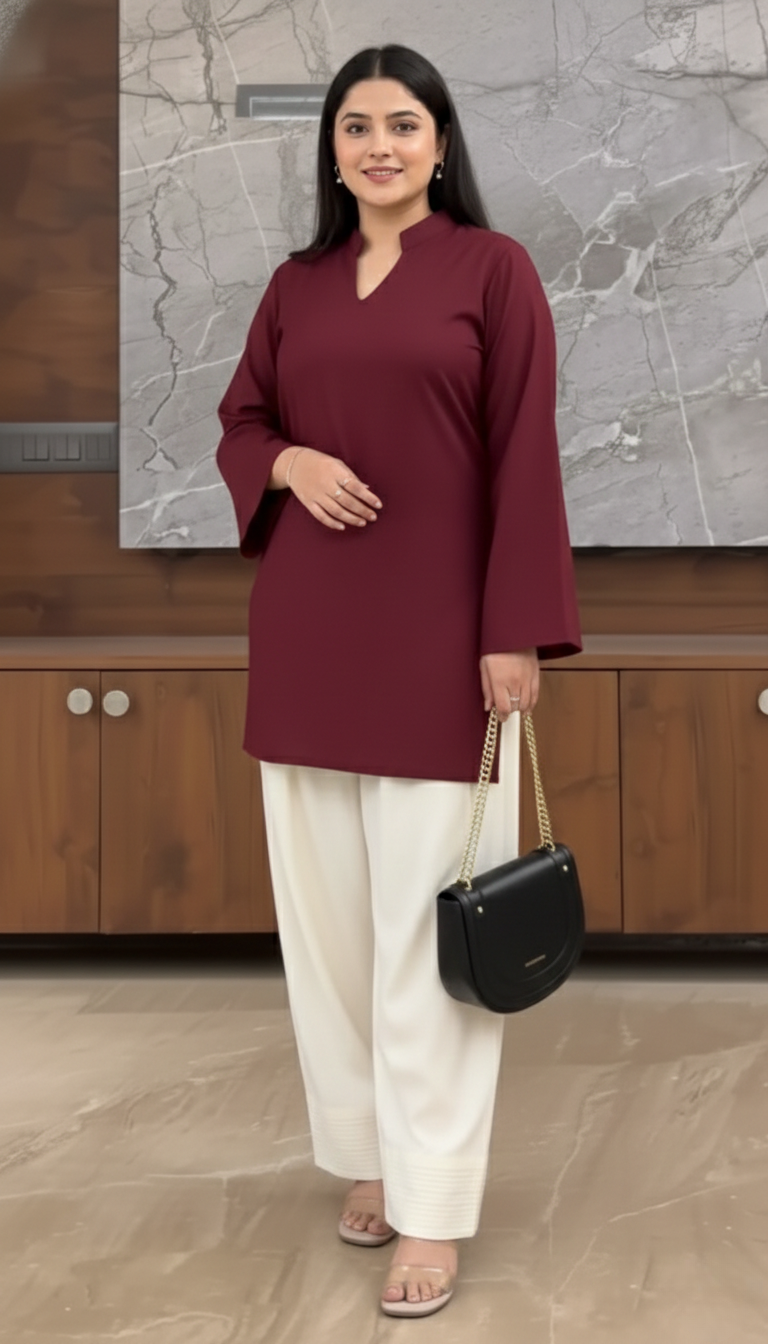 "Zunaira" — Crimson Red Premium Rayon Co-ord Set