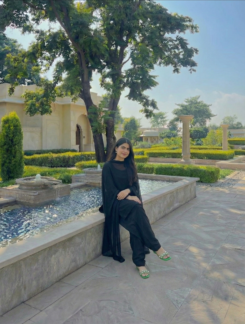 "TAMASI" – Classic Black Georgette Kurta, Churidar, & Dupatta Set