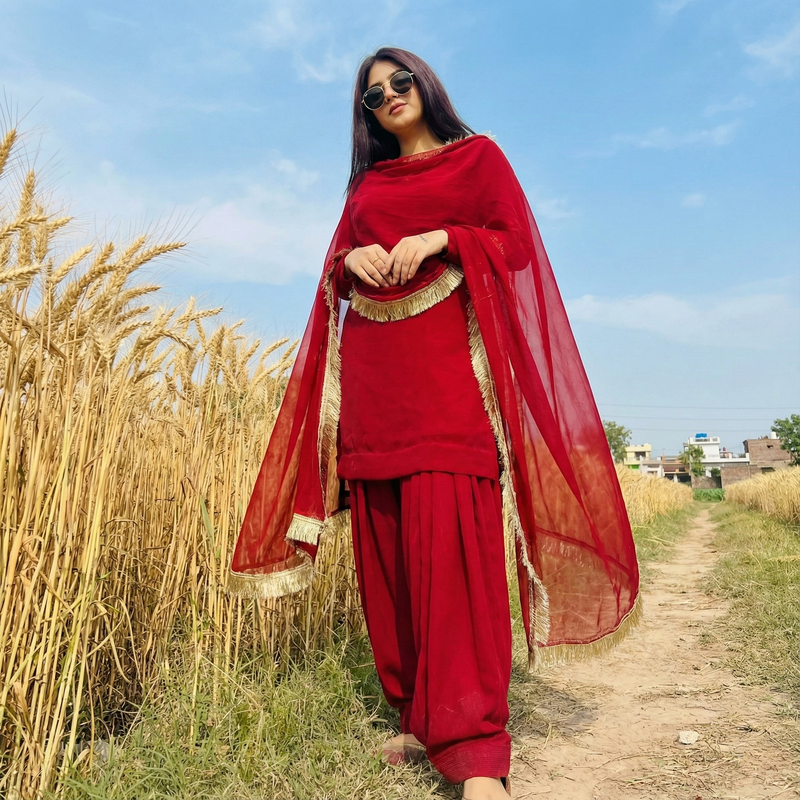 "Rakta" - Crimson Red Shalwar Suit Set