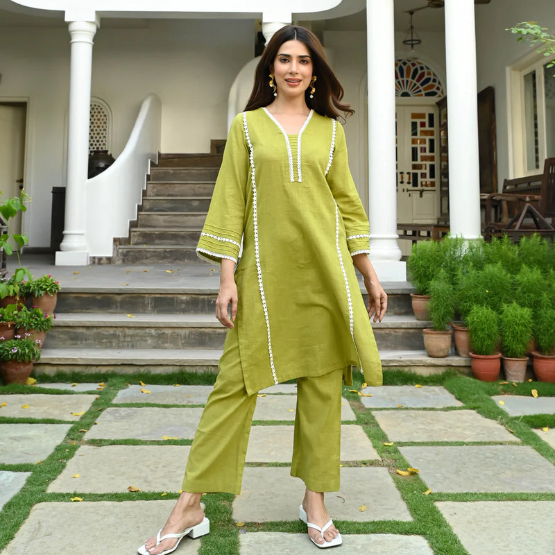 "Aavya" - Soft Cotton Slub Breathable Coord Set