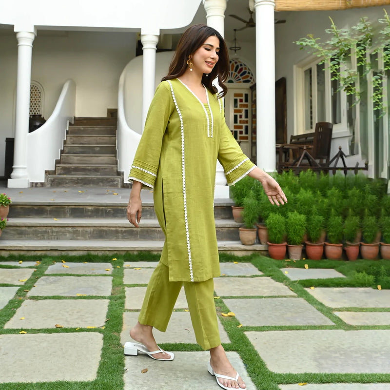 "Aavya" - Soft Cotton Slub Breathable Coord Set