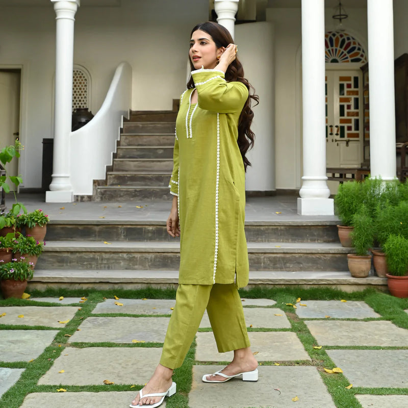 "Aavya" - Soft Cotton Slub Breathable Coord Set