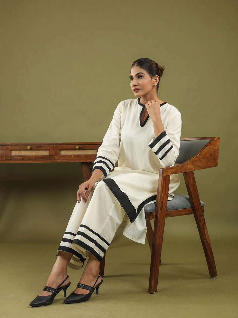 "Ivory Grace" - Premium Soft Fabric Monochrome Kurta Set