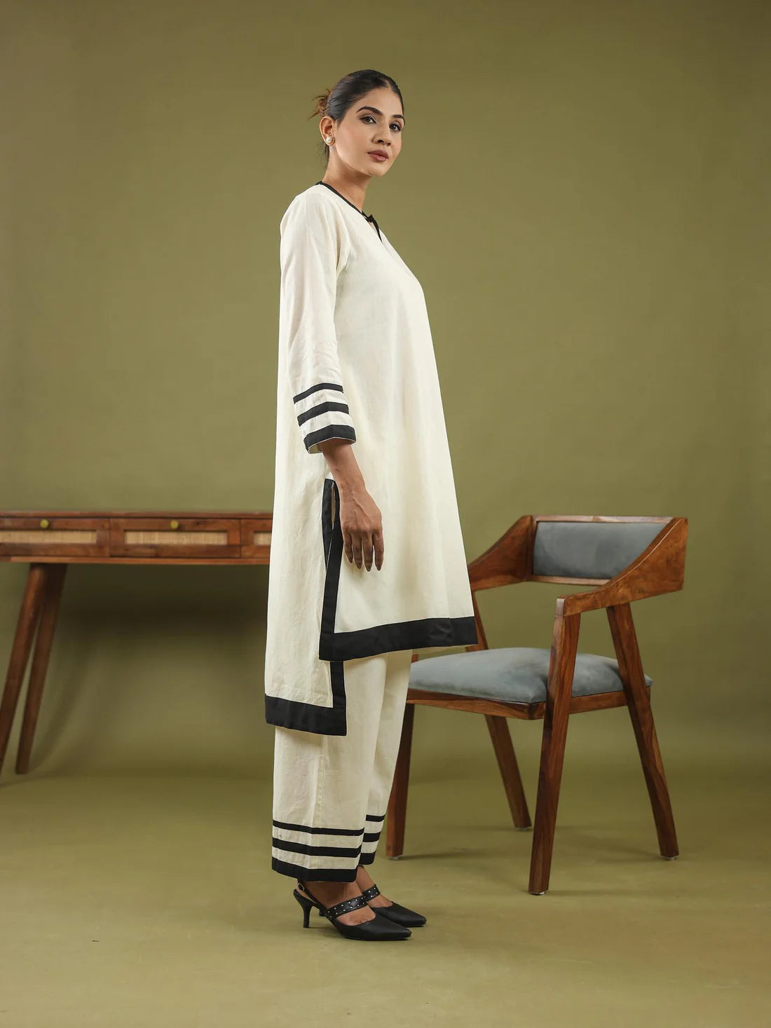 "Ivory Grace" - Premium Soft Fabric Monochrome Kurta Set