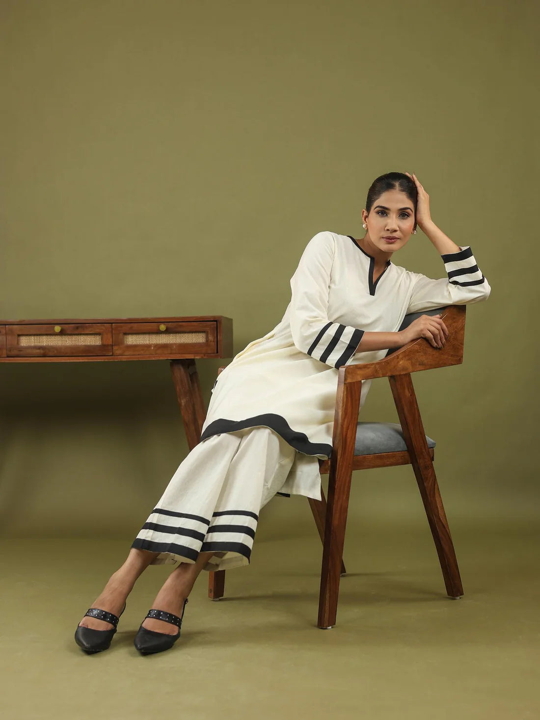 "Ivory Grace" - Premium Soft Fabric Monochrome Kurta Set