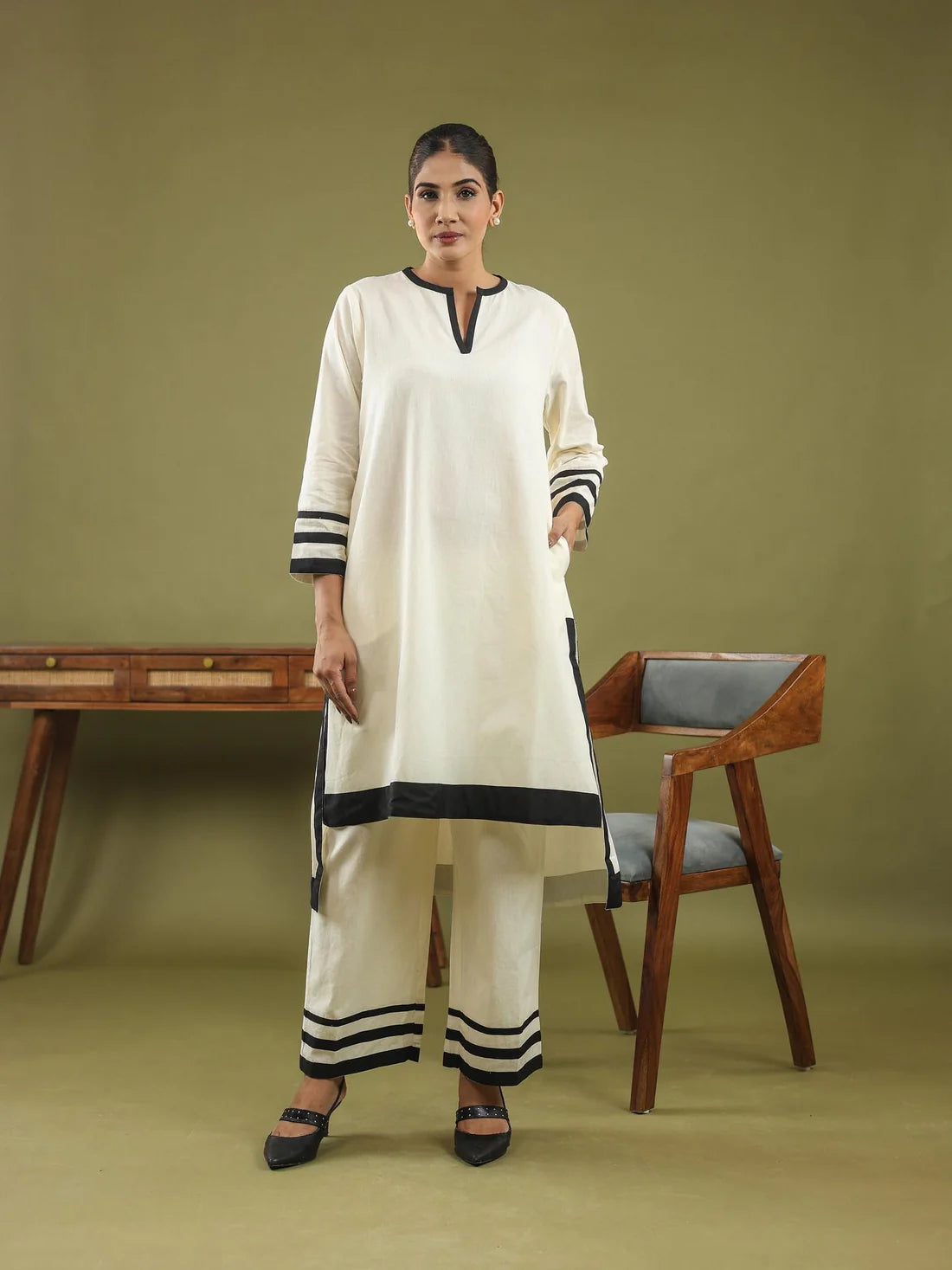 "Ivory Grace" - Premium Soft Fabric Monochrome Kurta Set