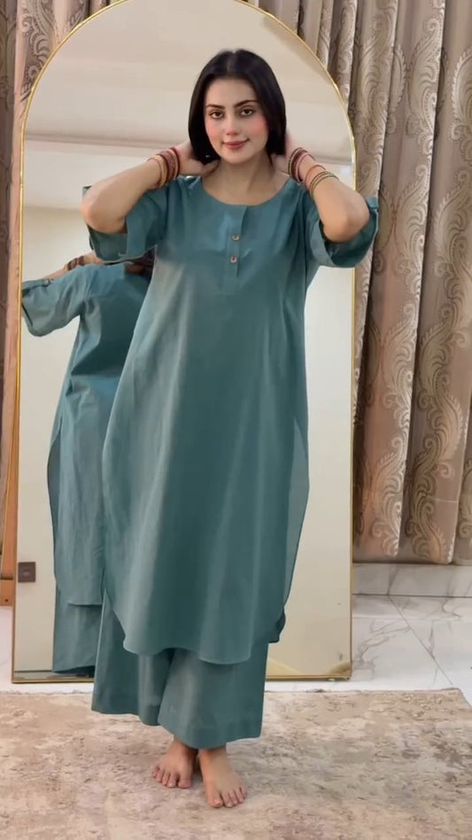 DHIRAI Sage Serenity cotton co-ord set for women in sage green