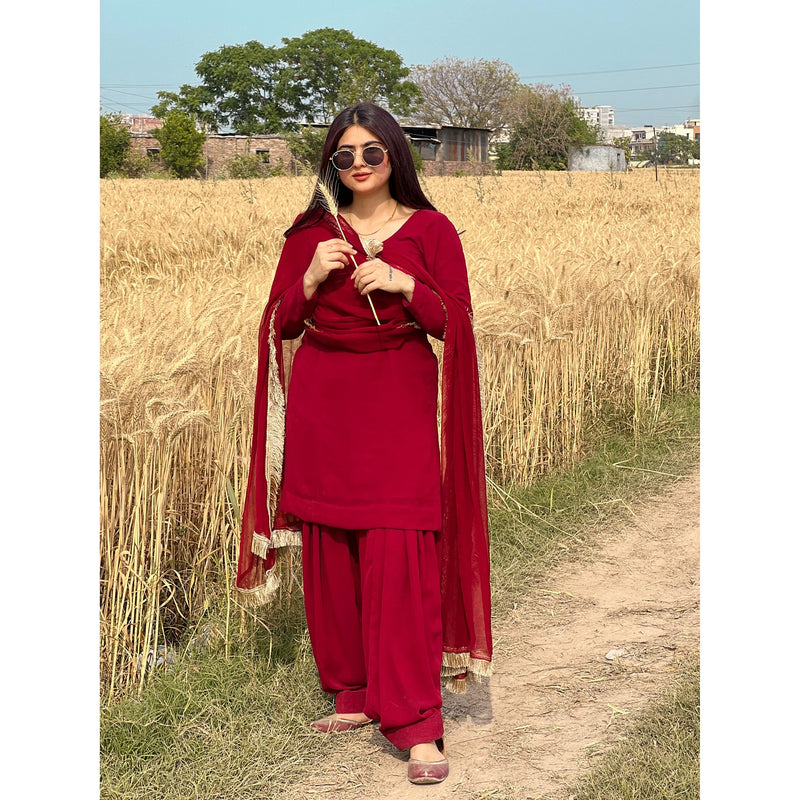 "Rakta" - Crimson Red Shalwar Suit Set