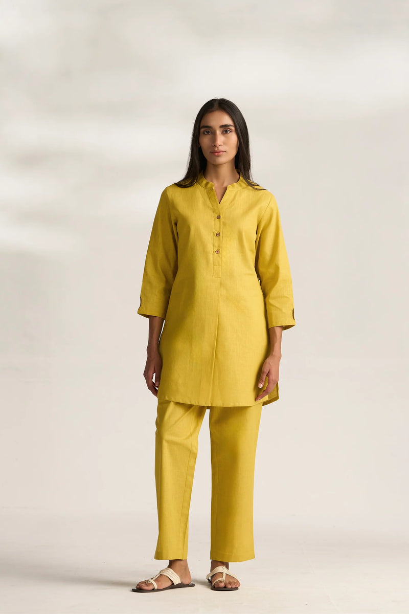 Vanya Cotton Slub Kurta Set for Women | Relaxed Fit Straight Pants Ethnic Co-ord Set