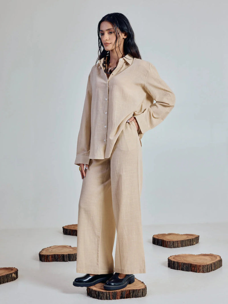 Premium Cotton Linen Blend Shirt & Pant Coord Set