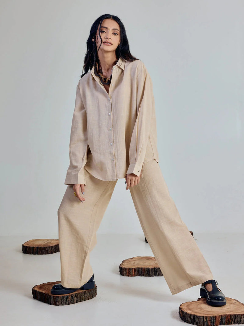 Premium Cotton Linen Blend Shirt & Pant Coord Set