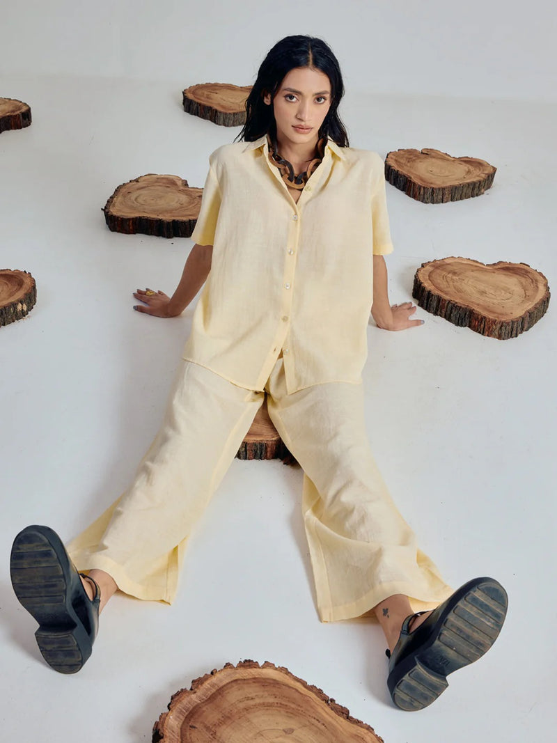 Neer Cotton Co-ord Set for Women | Lightweight Relaxed Fit Shirt Top with Straight Pants