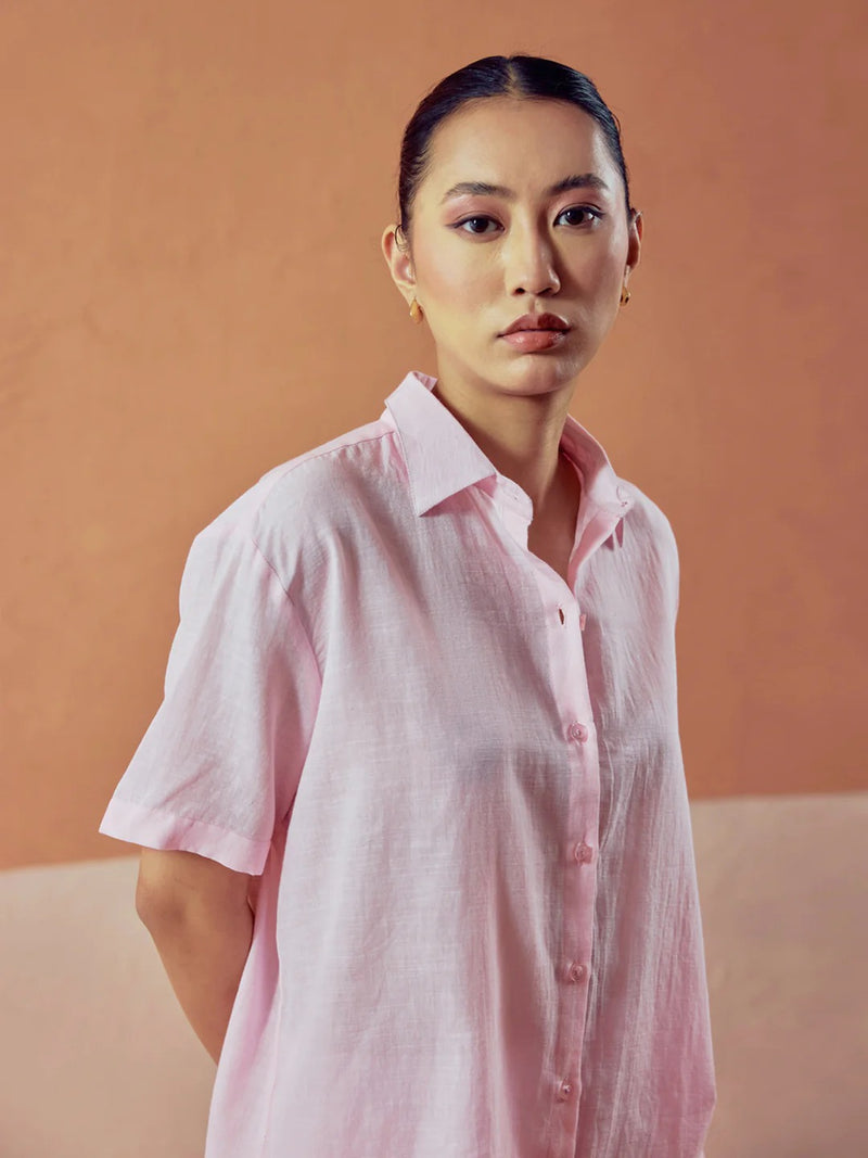 Neer Cotton Co-ord Set for Women | Lightweight Relaxed Fit Shirt Top with Straight Pants