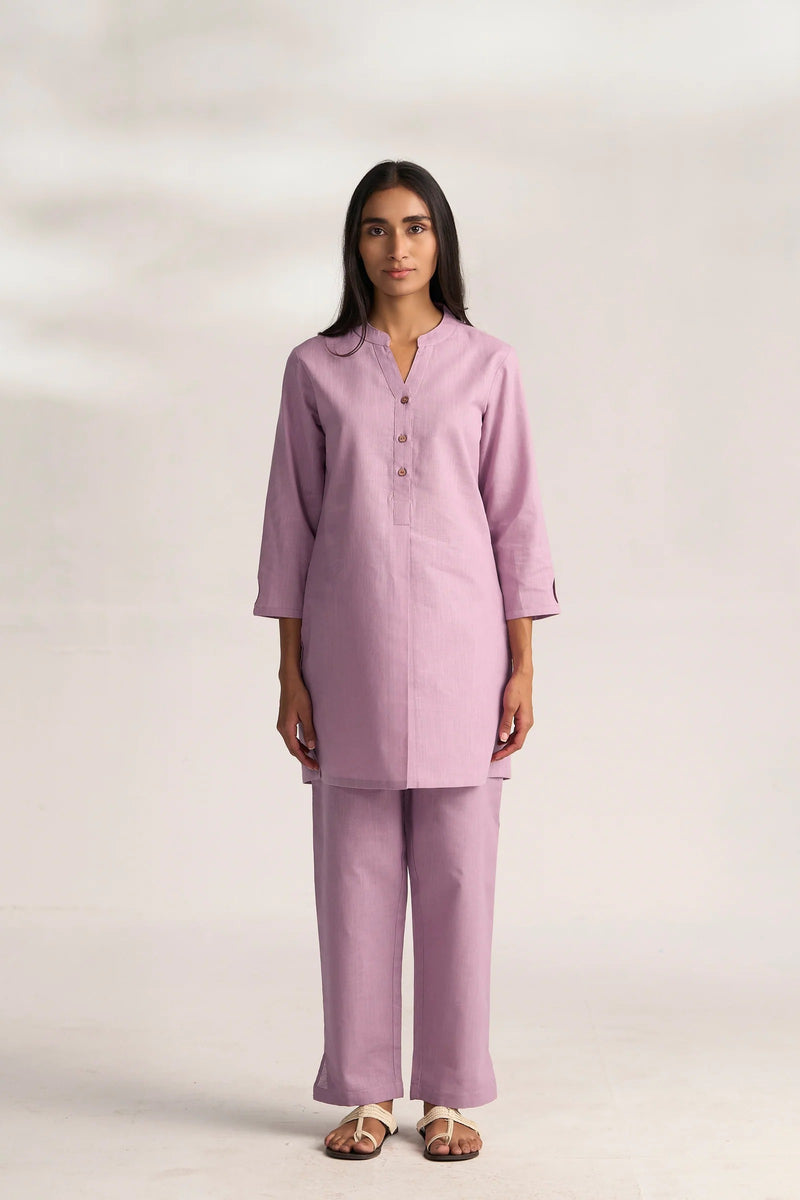 Vanya Cotton Slub Kurta Set for Women | Relaxed Fit Straight Pants Ethnic Co-ord Set
