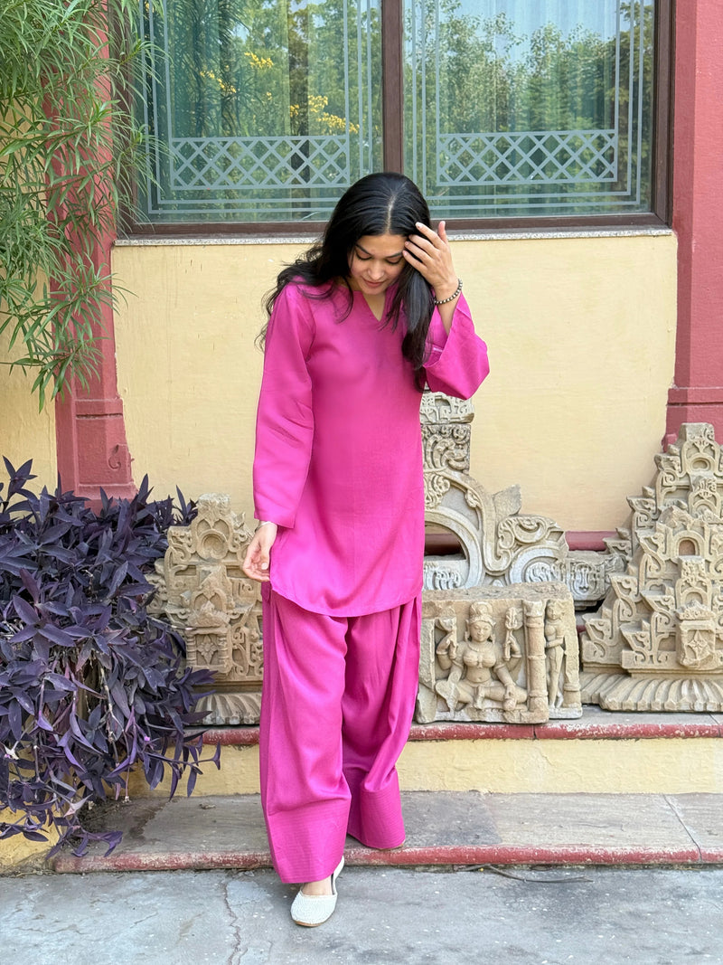 Raahi Rayon Farshi Salwar Kurta Set for Women | Soft Flowing Relaxed Fit Ethnic Co-ord Set