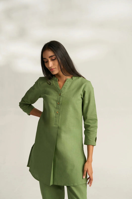 Vanya Cotton Slub Kurta Set for Women | Relaxed Fit Straight Pants Ethnic Co-ord Set