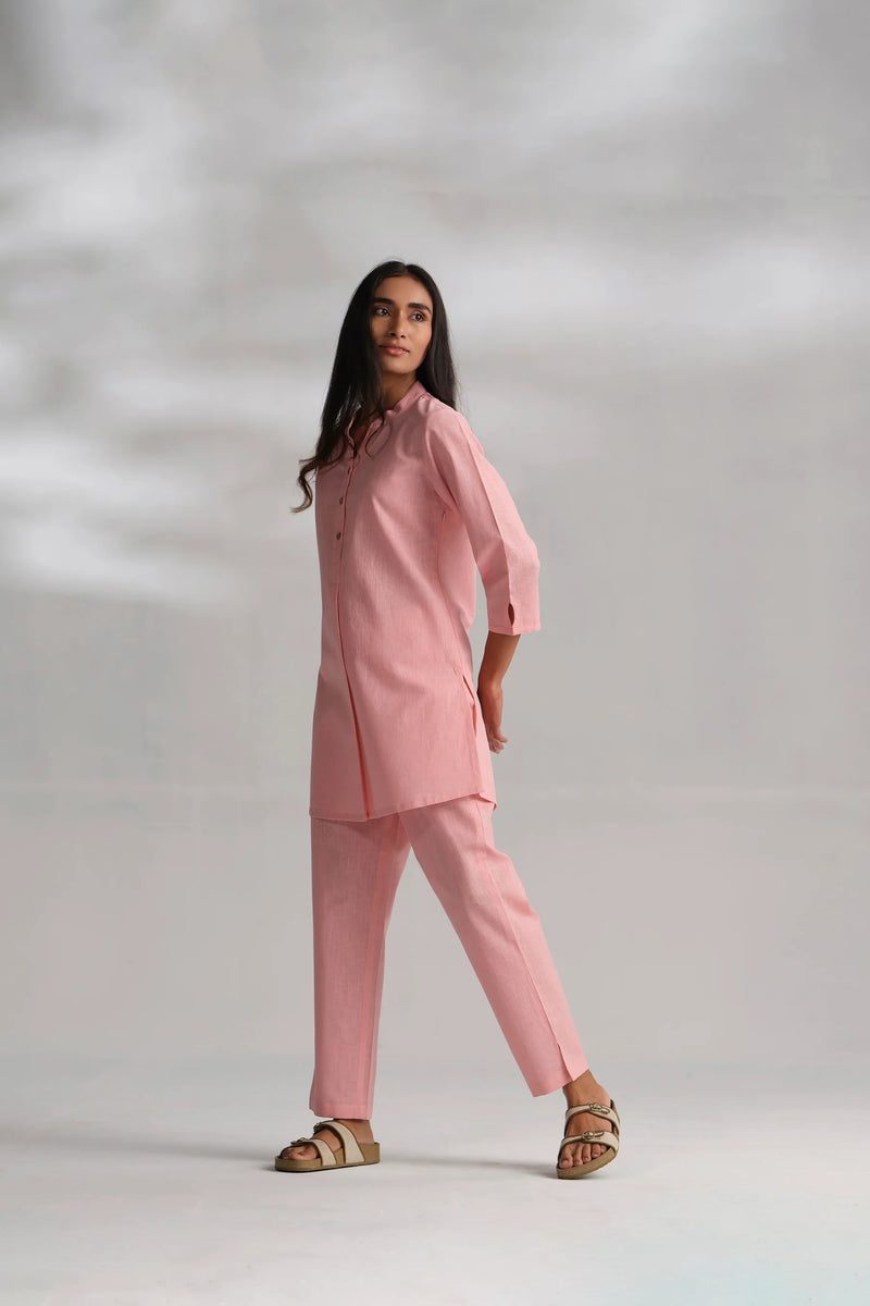 Vanya Cotton Slub Kurta Set for Women | Relaxed Fit Straight Pants Ethnic Co-ord Set