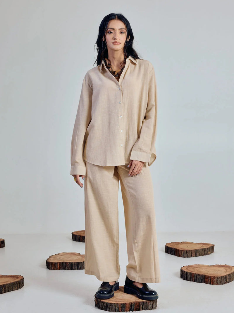 Premium Cotton Linen Blend Shirt & Pant Coord Set