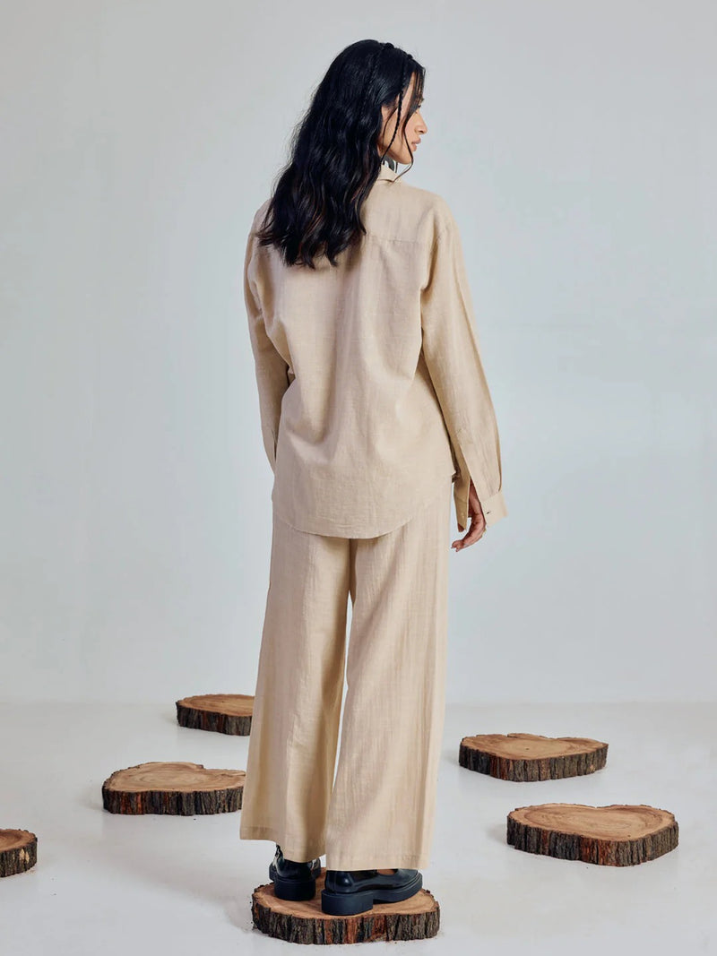 Premium Cotton Linen Blend Shirt & Pant Coord Set