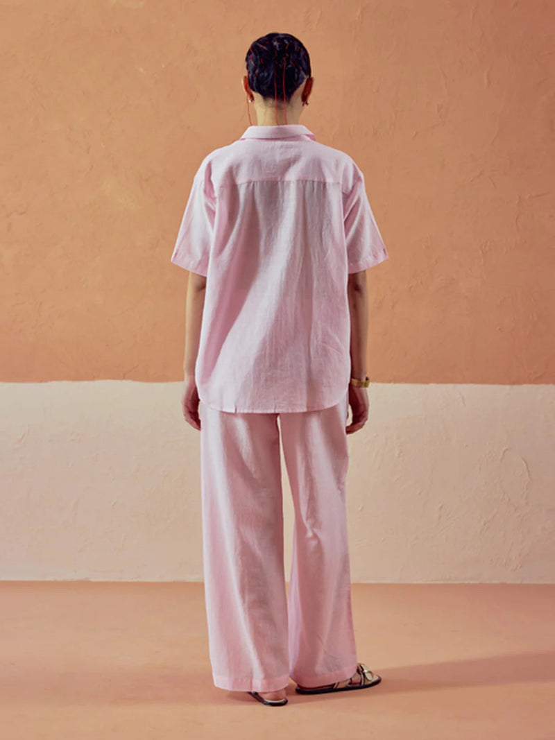 Neer Cotton Co-ord Set for Women | Lightweight Relaxed Fit Shirt Top with Straight Pants