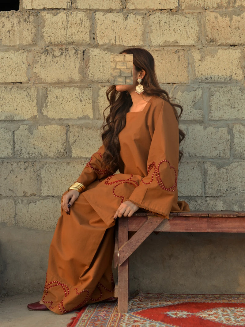 Embroidered Rayon Kurti with Farshi Salwar Set — Elegant Co-Ord for Women