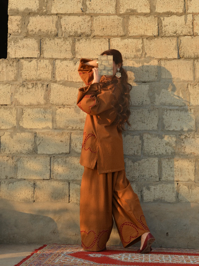Embroidered Rayon Kurti with Farshi Salwar Set — Elegant Co-Ord for Women