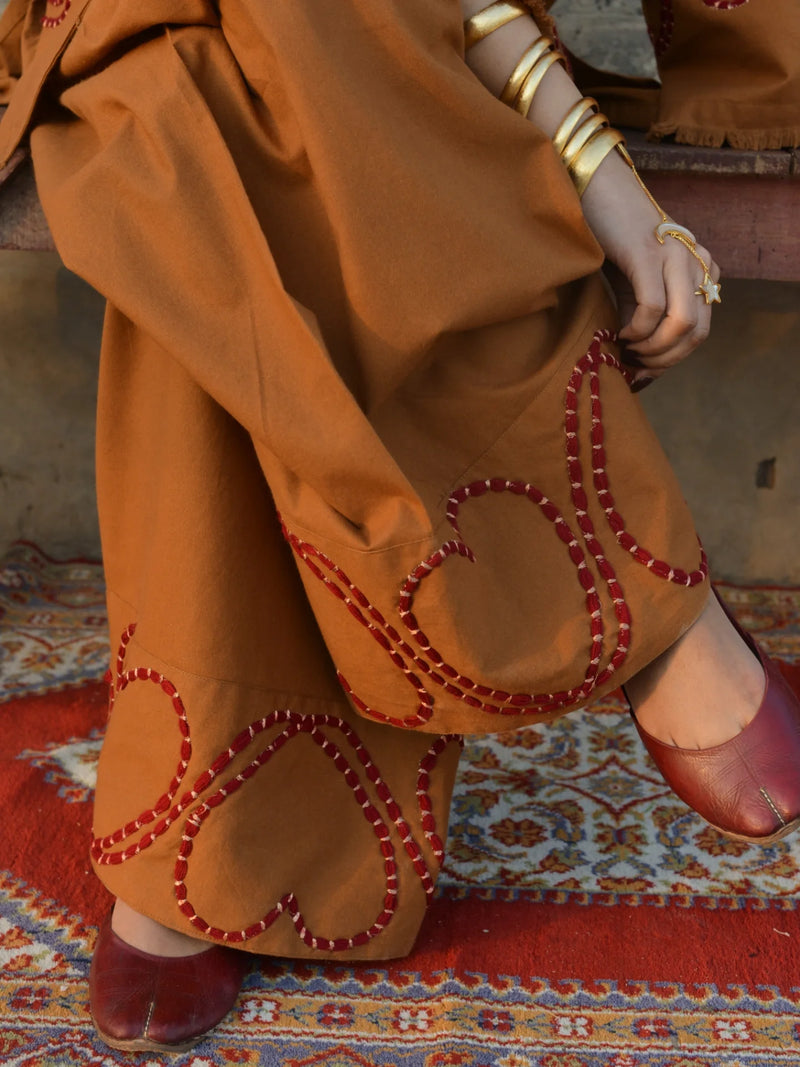 Embroidered Rayon Kurti with Farshi Salwar Set — Elegant Co-Ord for Women