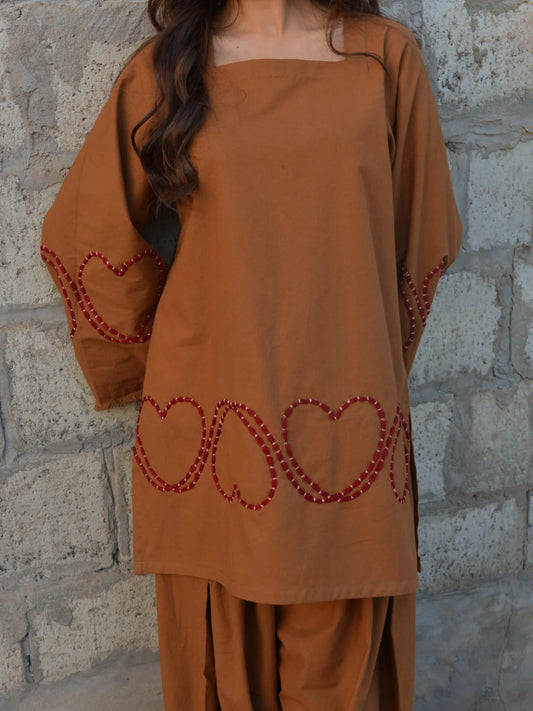 Embroidered Rayon Kurti with Farshi Salwar Set — Elegant Co-Ord for Women