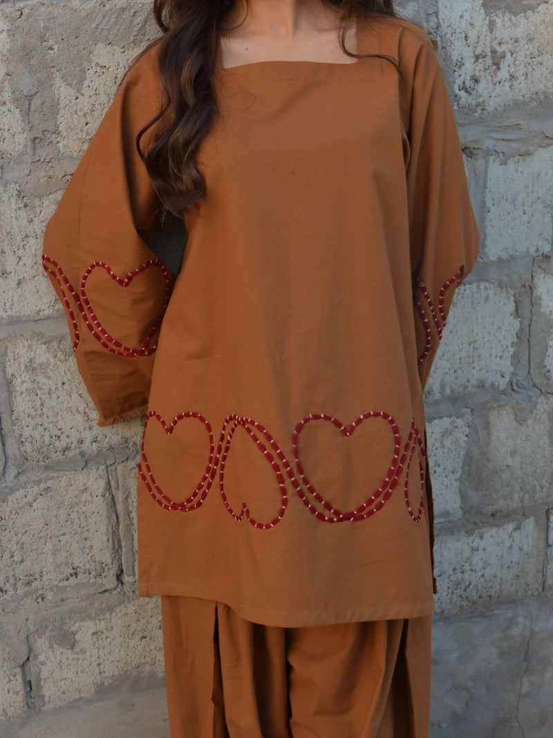 Embroidered Rayon Kurti with Farshi Salwar Set — Elegant Co-Ord for Women