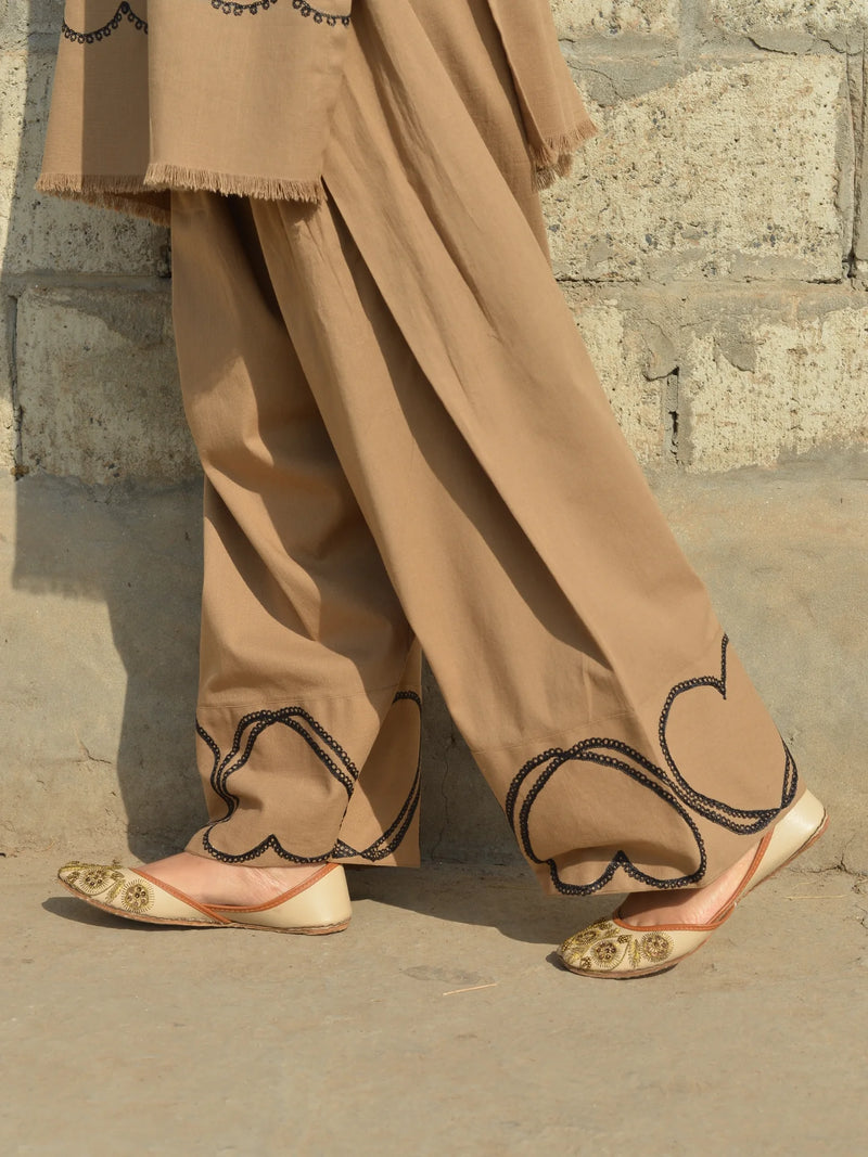 Embroidered Rayon Kurti with Farshi Salwar Set — Elegant Co-Ord for Women