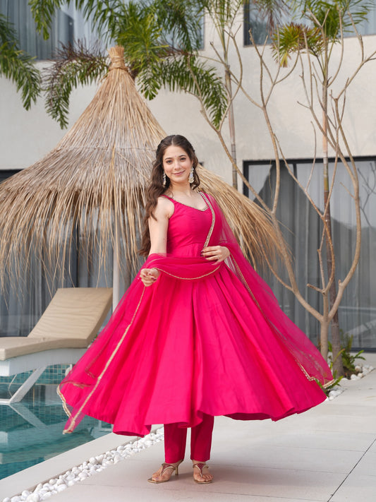 Iraja Pink Chanderi Cotton Suit Set