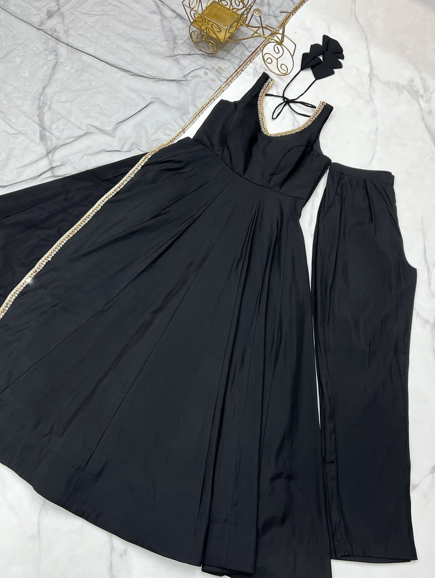 Noor Black Chanderi Cotton Suit Set