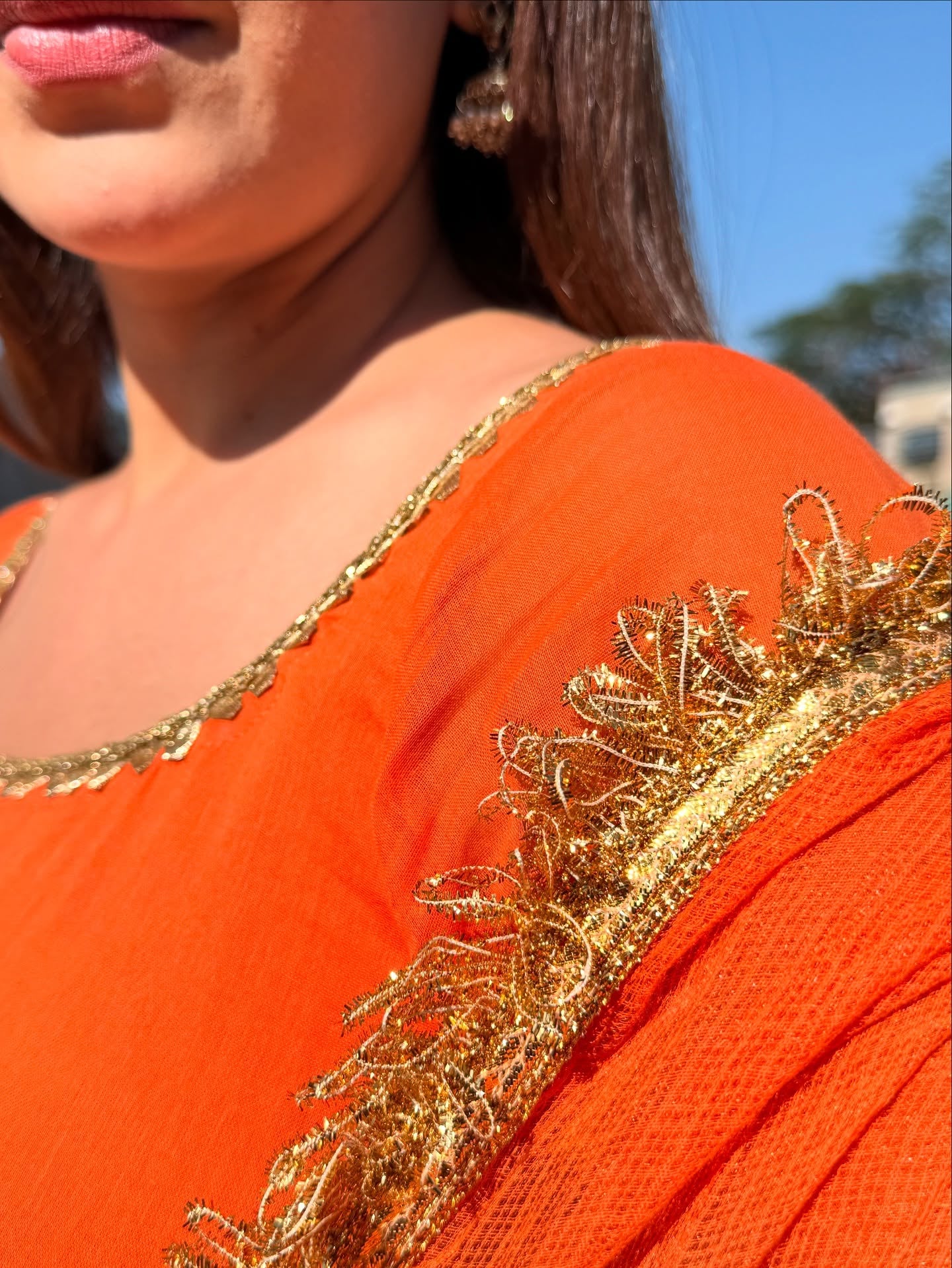 Saanvi Orange Mul Cotton Suit Set