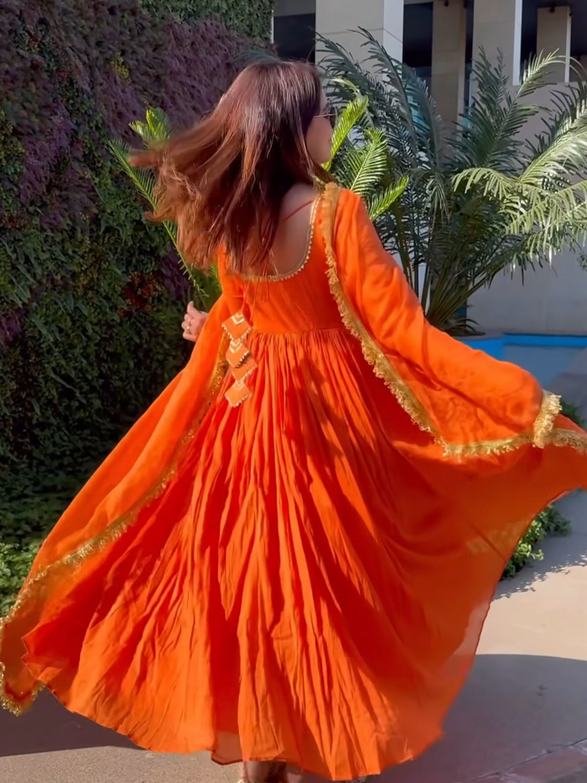 Saanvi Orange Mul Cotton Suit Set