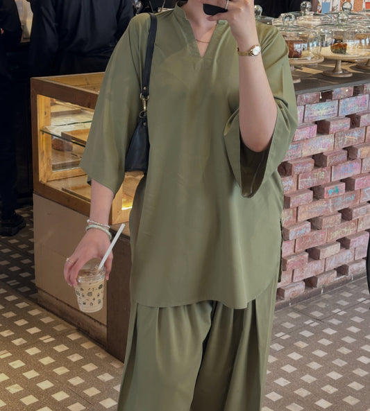 Sage Aura cotton Kurta Set | DHIRAI