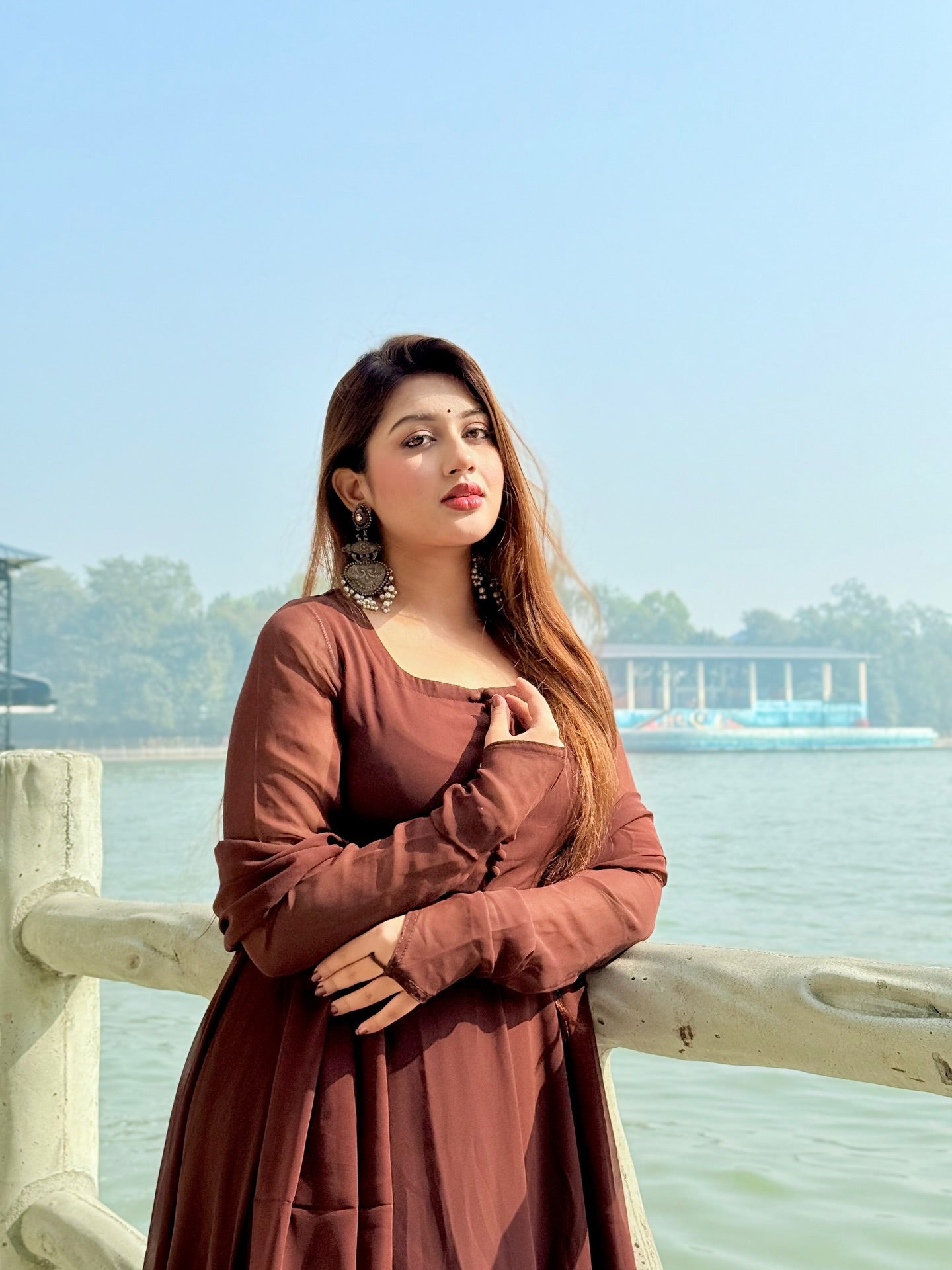 "Sana" — Deep Chocolate Premium Georgette Anarkali Set