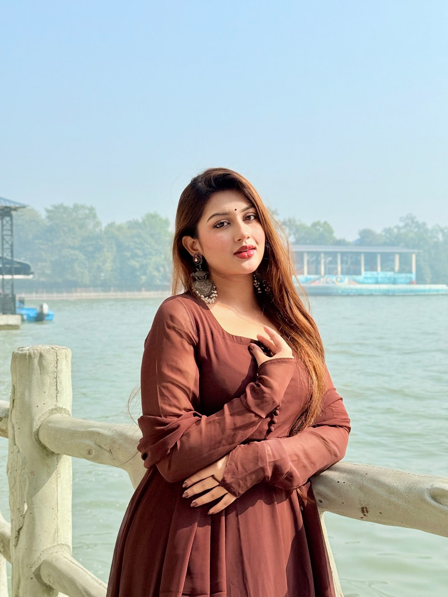 "Sana" — Deep Chocolate Premium Georgette Anarkali Set