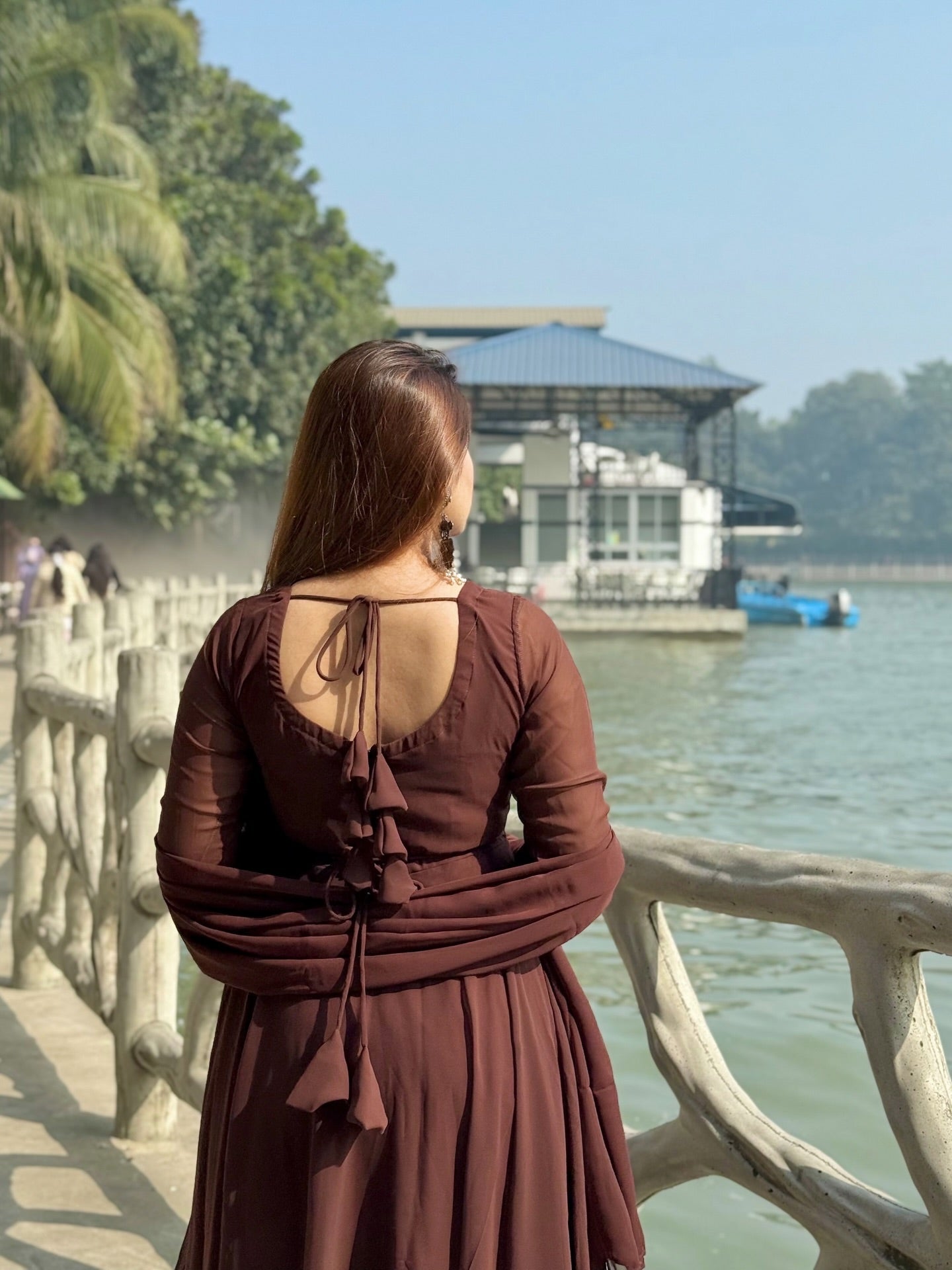 "Sana" — Deep Chocolate Premium Georgette Anarkali Set