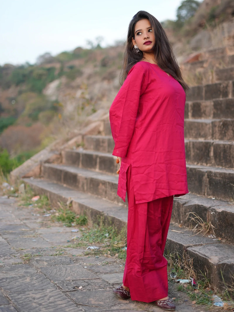Raahi Rayon Farshi Salwar Kurta Set for Women | Soft Flowing Relaxed Fit Ethnic Co-ord Set