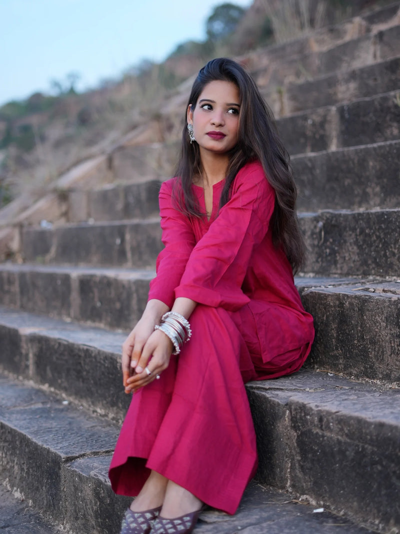 Raahi Rayon Farshi Salwar Kurta Set for Women | Soft Flowing Relaxed Fit Ethnic Co-ord Set