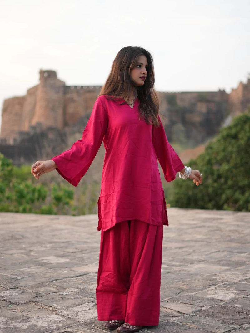 Raahi Rayon Farshi Salwar Kurta Set for Women | Soft Flowing Relaxed Fit Ethnic Co-ord Set