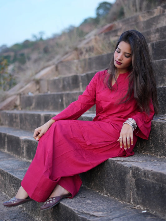 Raahi Rayon Farshi Salwar Kurta Set for Women | Soft Flowing Relaxed Fit Ethnic Co-ord Set
