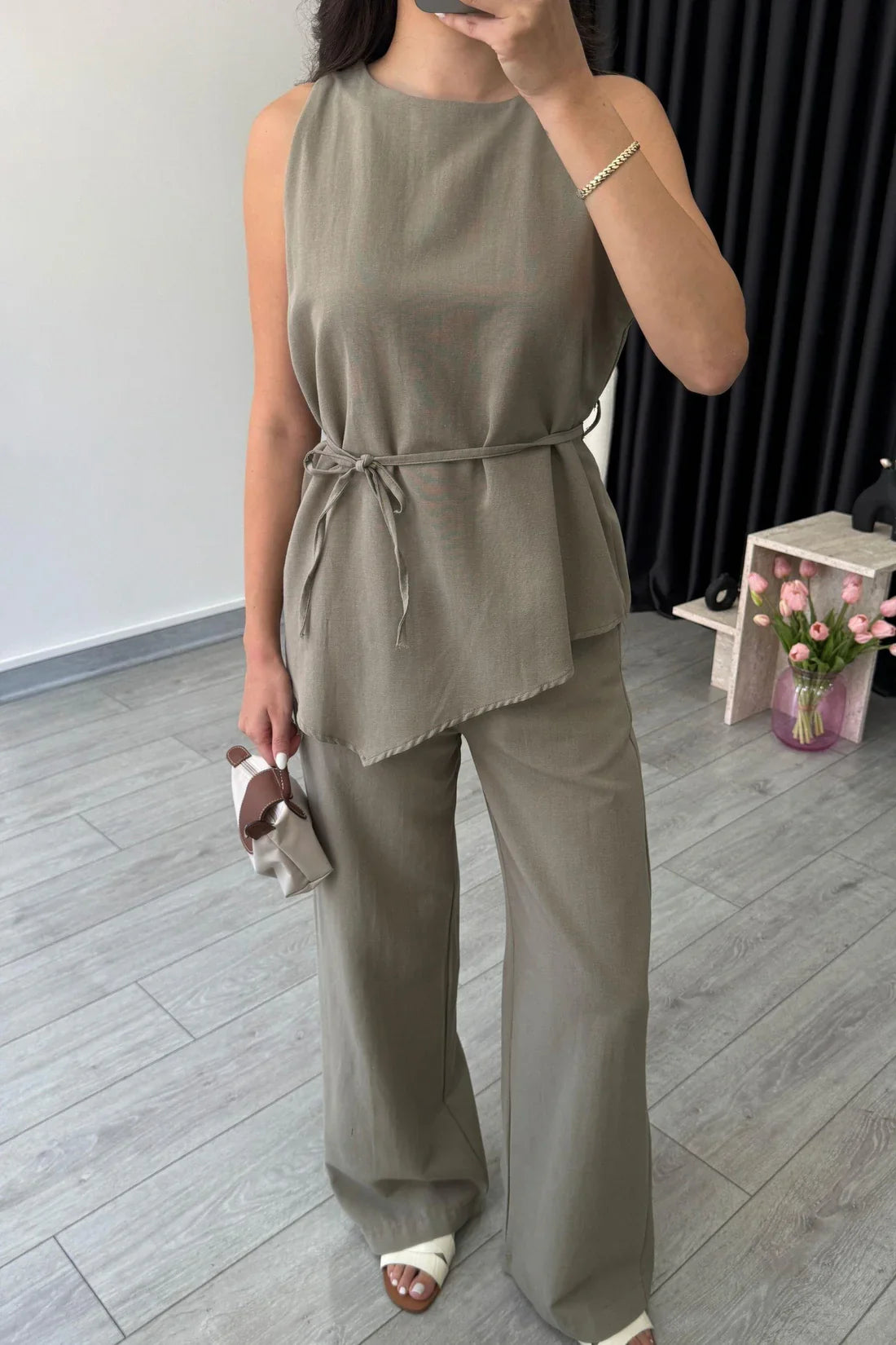 "Zara" - Premium Quality Cotton Tailored Shirt & Wide Pants Co-ord Set