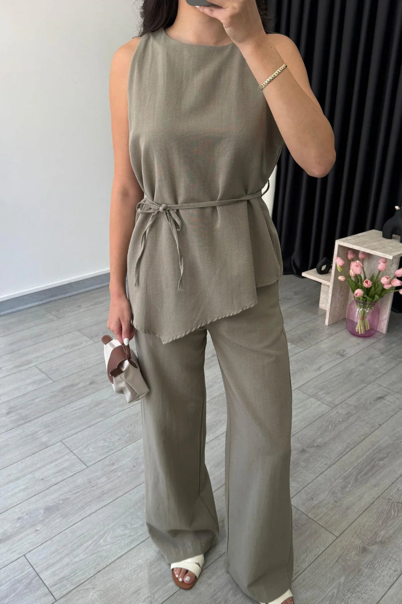 "Sara" - Premium Quality Cotton Tailored Shirt & Wide Pants Co-ord Set