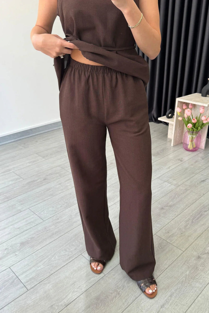 "Sara" - Premium Quality Cotton Tailored Shirt & Wide Pants Co-ord Set
