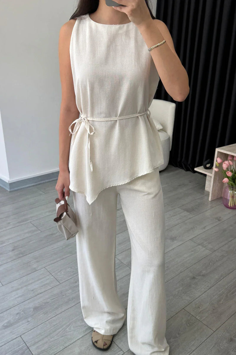"Sara" - Premium Quality Cotton Tailored Shirt & Wide Pants Co-ord Set