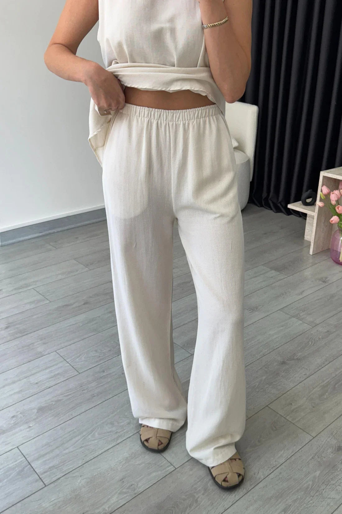 "Zara" - Premium Quality Cotton Tailored Shirt & Wide Pants Co-ord Set