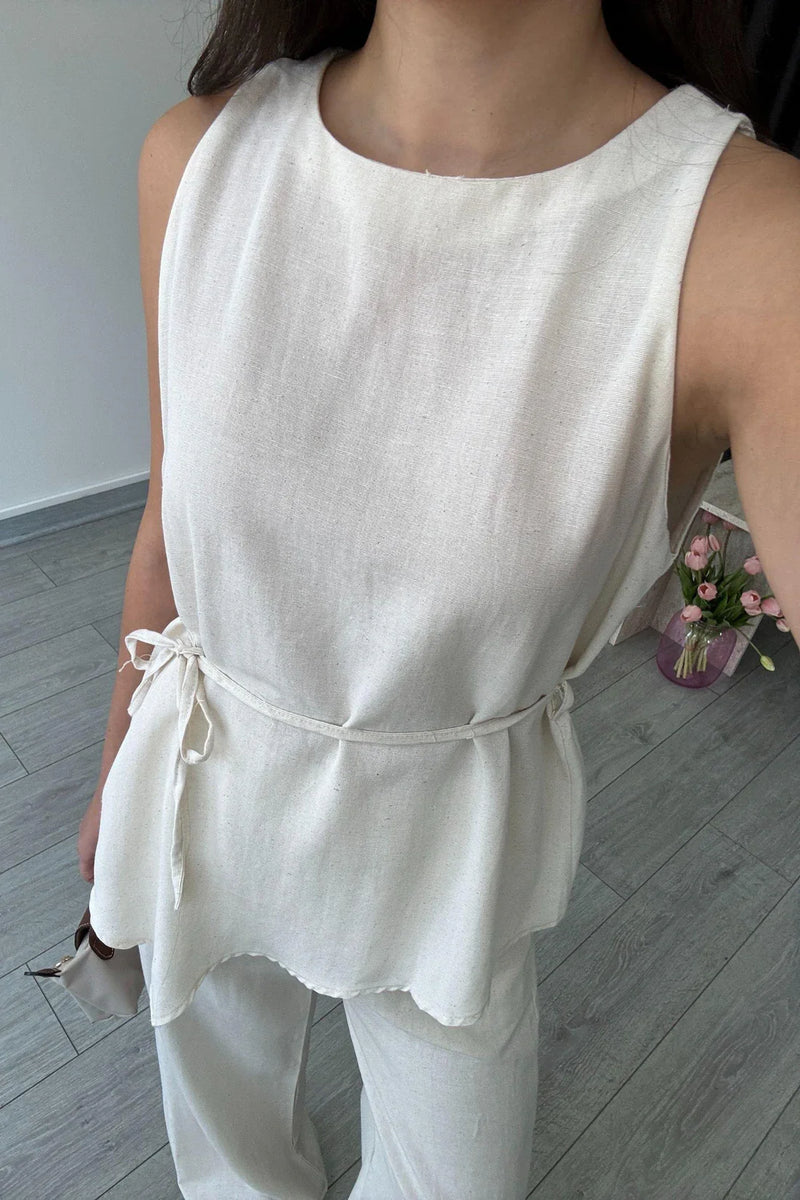 "Sara" - Premium Quality Cotton Tailored Shirt & Wide Pants Co-ord Set