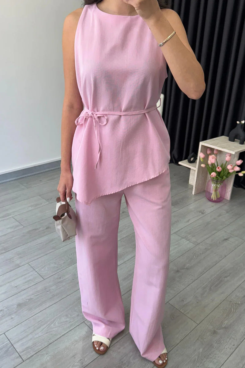 "Sara" - Premium Quality Cotton Tailored Shirt & Wide Pants Co-ord Set